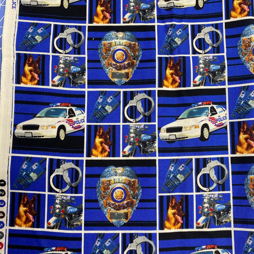 Sykel Ent Line Of Duty Police Cheater Print Quilting Cotton 1 Yard Fabric